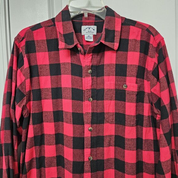 Blue Mountain Buffalo Check Flannel Shirt Men's Medium Black Red Outdoors Hiking - Picture 3 of 6